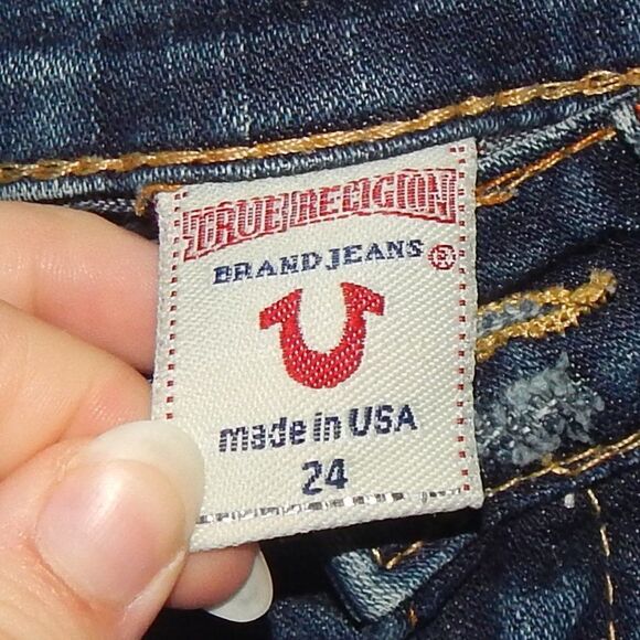 TRUE RELIGION women's junior's 24 waist (size 0) Joey cut-off denim jean shorts - Picture 2 of 6